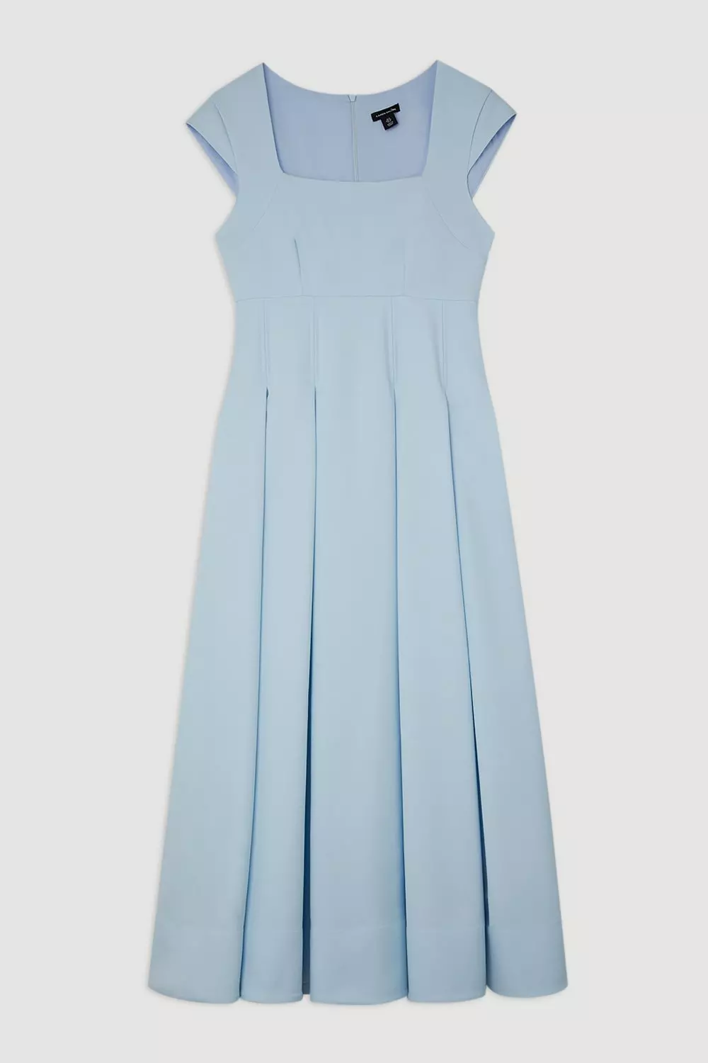 Petite Clean Tailored Square Neck Full Skirted Midi Dress